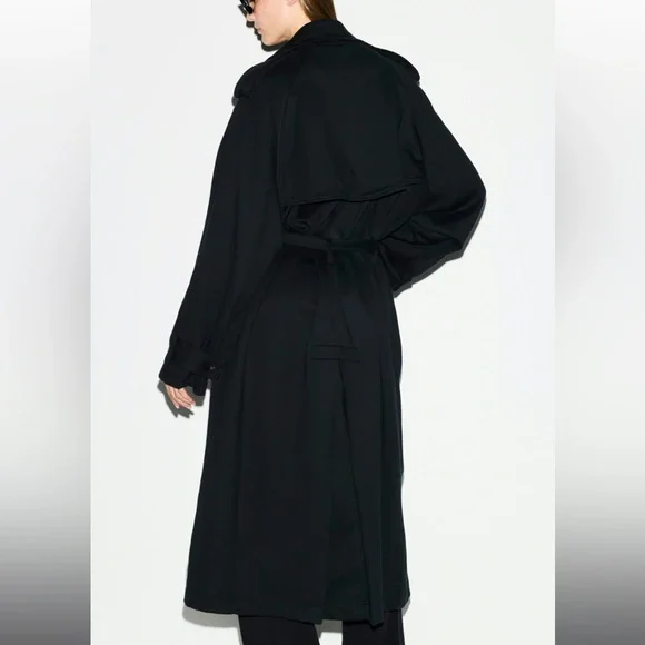 SKIMS Boyfriend Fleece Oversized Trench Coat Onyx Black Size 2X NWT - Picture 8 of 13